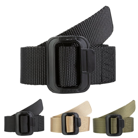 LSQii Belts for Men Women Adjustable No Show Stretch Canvas Web Work Waist Belt with Flat Buckle for Jeans Pants Invisible Elastic Tuck Band Outdoor Hiking Khaki,Under $5