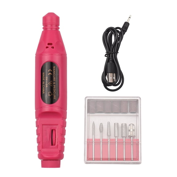 Electric Nail Drill Polish Kit 20000 RPM USB Rechargeable 500mAh Nail Drill Pen Manicure Pedicure Machine with 6 Drill Bits for Home Salon Use