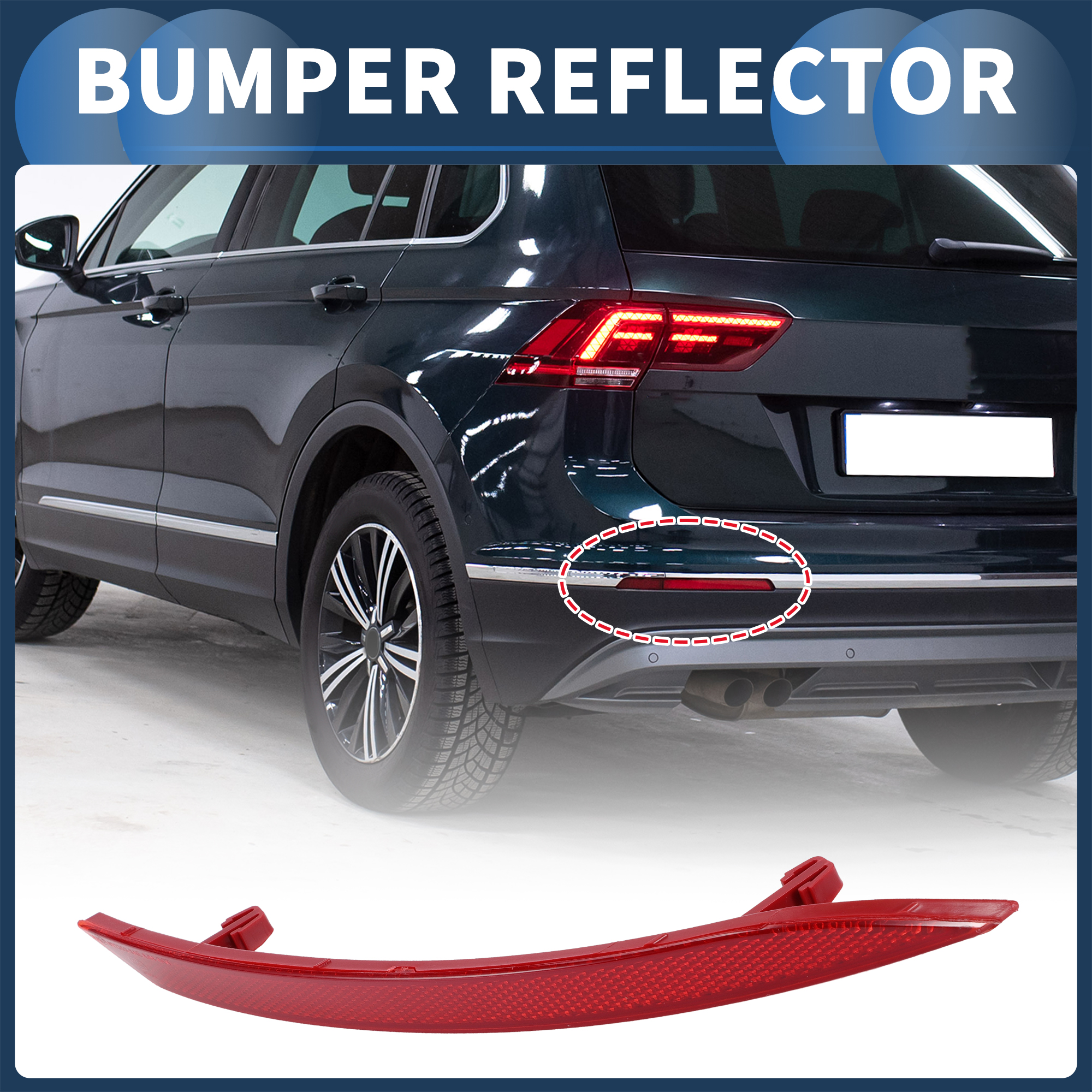 Unique Bargains Bumper Reflector Rear Right 11.42"x1.02" for Volkswagen CC 2008-2012