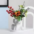 thumbnail image 5 of Ceramic Face Flower Vase, Modern White Decorative Vase for Office Living Room Home Decor, Small, 5 of 7