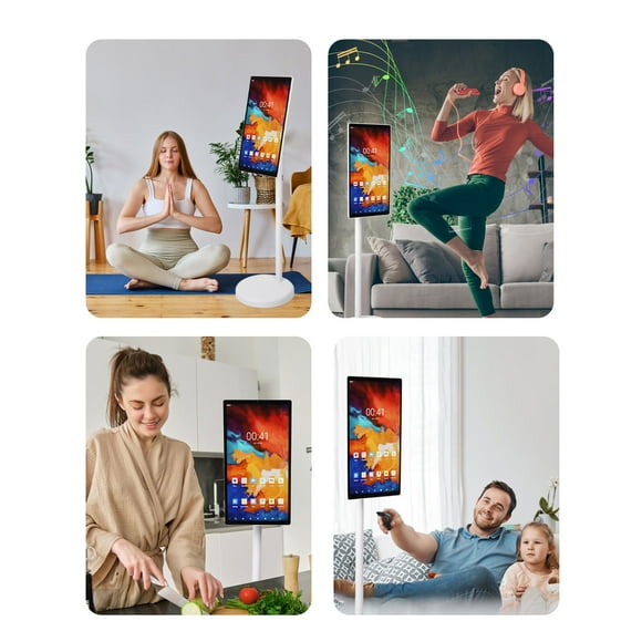 21.5in Touchscreen TV, 1080p Rotatable Touch Screen 6+128G with 5MP Camera, Floor Standing Smart Mobile TV Support Whiteboard