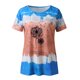 thumbnail image 3 of Gibobby Camisas De Vestir Blusa de manga corta con estampado de flores y cuello redondo de informal para mujer（Azul， S), 3 of 4
