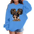 thumbnail image 4 of Little Girls Pullover Hoodie Sweatshirt Long Sleeved Printed Hooded Jacket Outerwear Cozy Pullover Sweatshirt Top Size 7T , Blue, 4 of 5