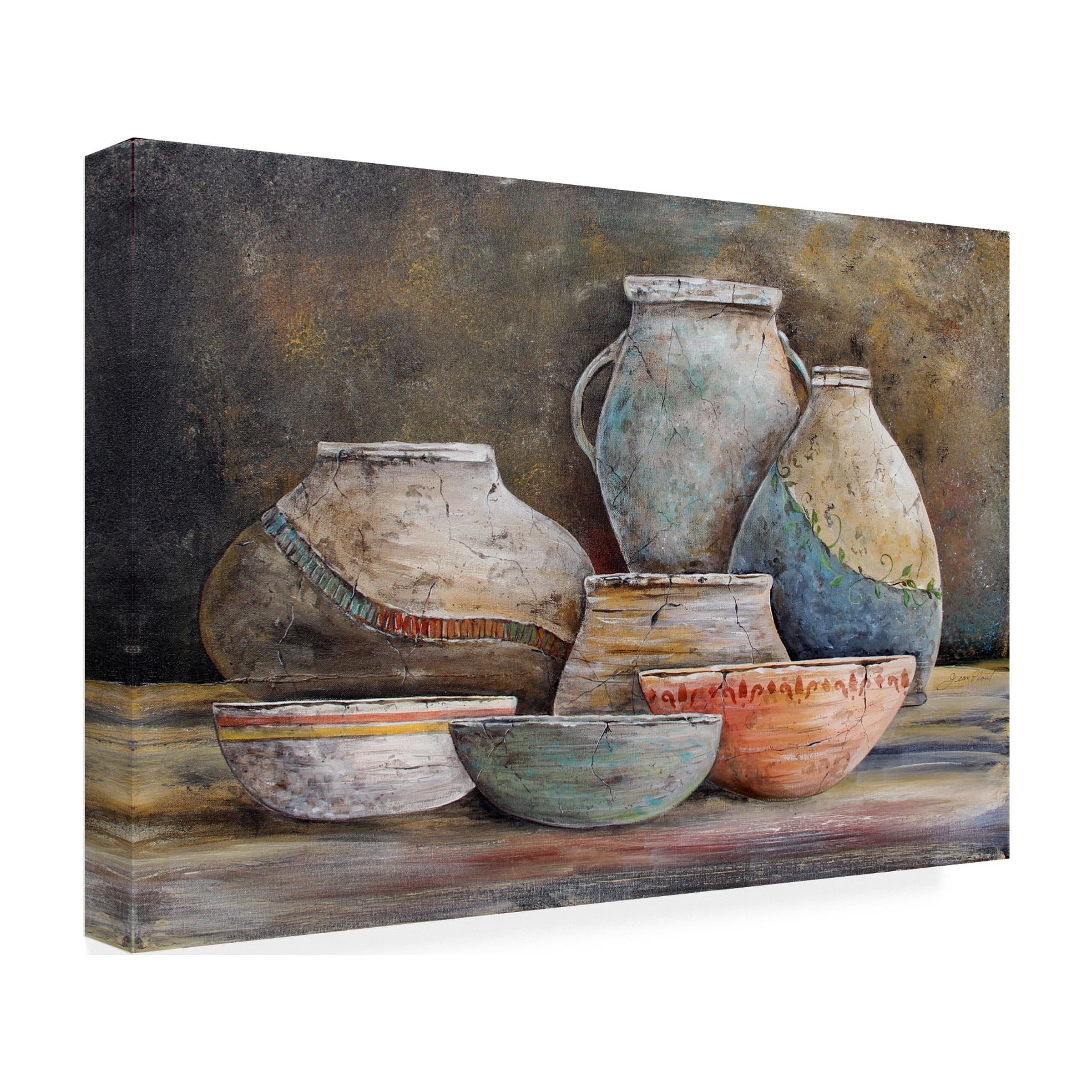 Trademark Fine Art Jean Plout Clay Pottery Still Life 1 Canvas Wall Art - 16x24