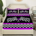 thumbnail image 3 of Erosebridal Racing Flag Sheet Set Twin, Checkered Bedding Sets Twin Size, Neon Geometry Decor 3-Piece, 3 of 7