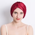 thumbnail image 1 of Gorro de dormir de doble capa de seda morera sin dejar rastro, cruzado, cómodo, con flores torcidas para mujer, 1 of 6