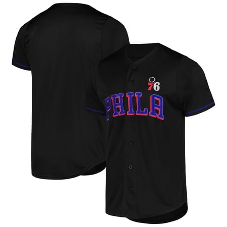 Men s Fanatics Black Philadelphia 76ers Pop Baseball Jersey