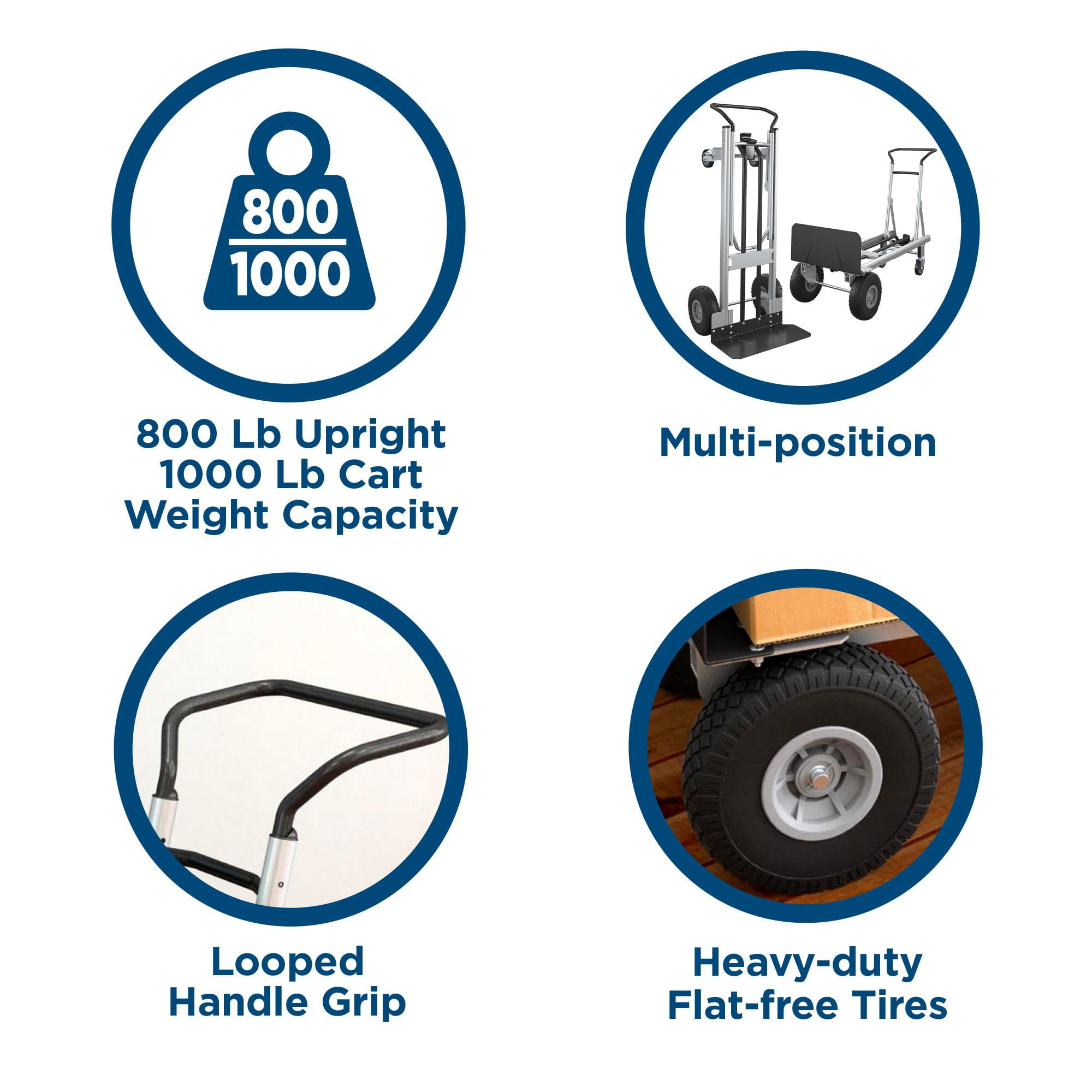 COSCO Commerical 2-in-1 Hybrid Hand Truck, Aluminum and Steel Frame, Silver/Black
