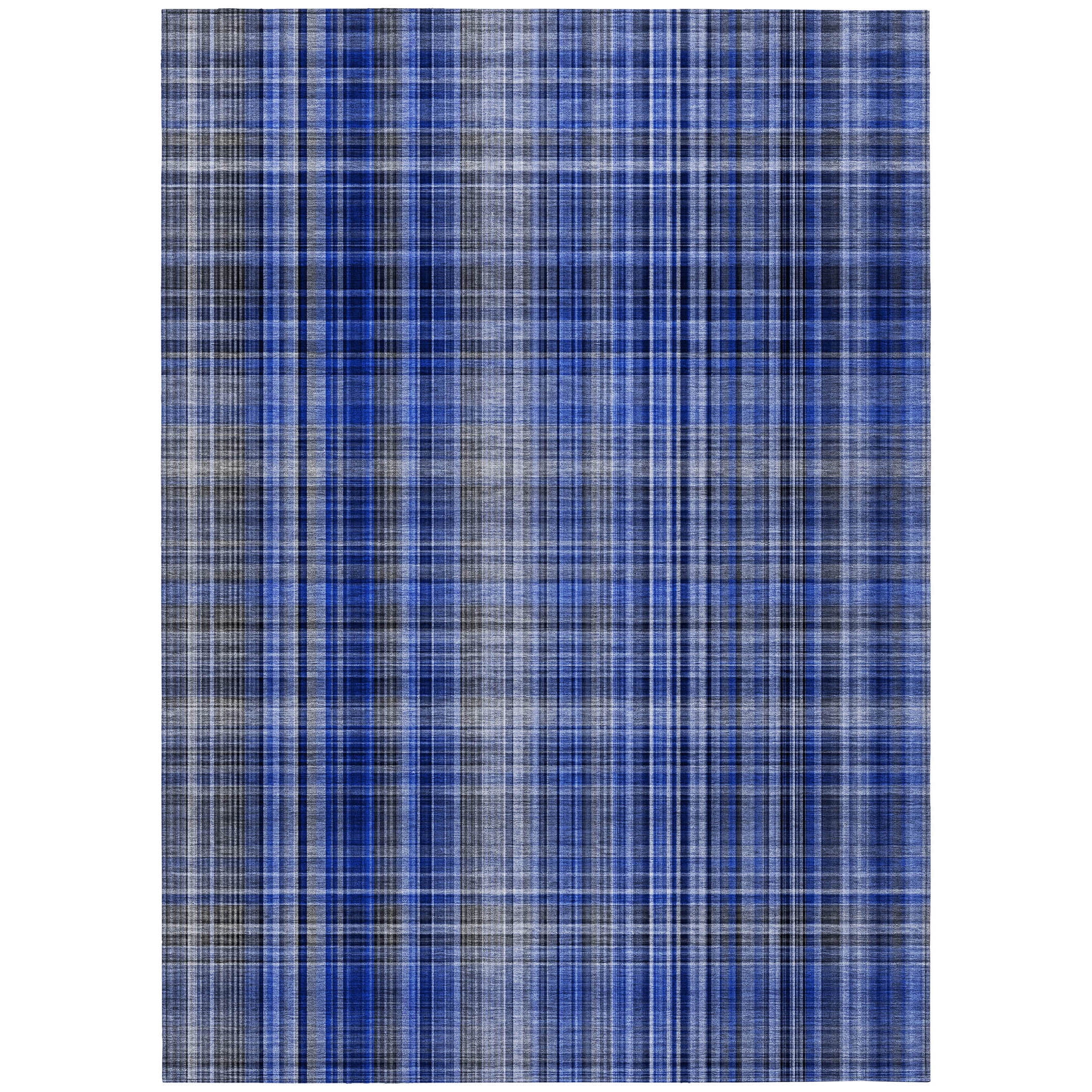 Addison Rugs Chantille Indoor/Outdoor Transitional Plaid Navy Washable Rectangle Rug, 2'6" x 3'10"