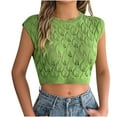 thumbnail image 3 of Wlynlyn Crop Tops for Women Hollow out Cap Sleeve Sweaters Crewneck Going out Knit Tops Trendy Tops, 3 of 6