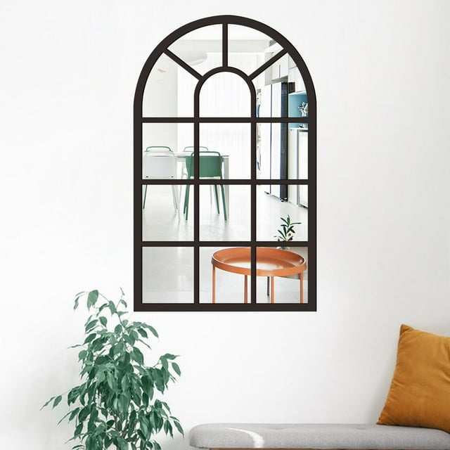 Elodie Arched Window Wall Mirror Decorative Mirror for Entryway Bathroom Home Decor Black