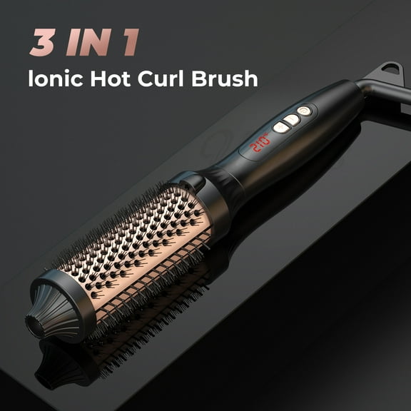 3-in-1 Hot Brush Styler, Professional Round Hair Dryer Brush with Ceramic Titanium Barrel and Ionic Technology for Volumizing, Curling, and Frizz-Free Blow