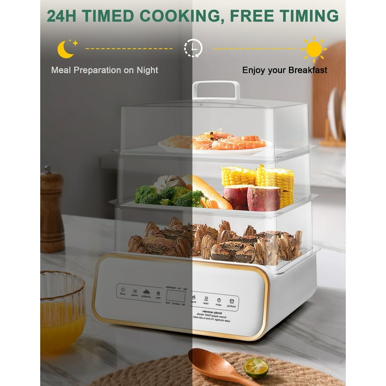 SUSTEAS Food Steamer, 17QT Vegetable Steamer, 3 Tier Stackable