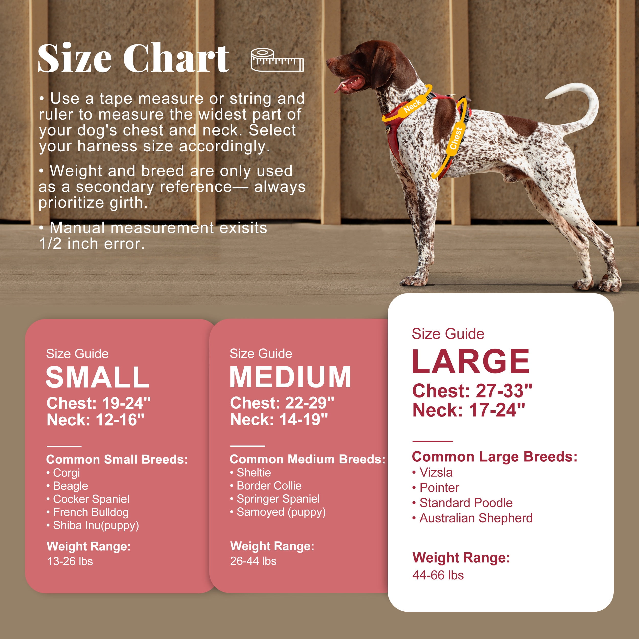 Pet Artist Vintage Dog Harness No Pull Dog Vest Harness with Easy Control Handle, PU Leather,Breathable Padded Dog Chest Harness Adjustable for Large Dogs,Red,L