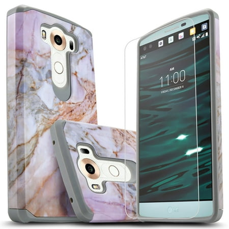 LG V10 Case, With [Premium Screen Protector Included], STARSHOP Drop Protection Dual Layers Phone Cover - Marble Pattern