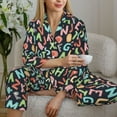 thumbnail image 6 of Pajamas for Women Set - Alphabet Comfy Long Sleeve Button Up Pajama Sets for Women 2 Piece, Soft Sleepwear Nightwear Pjs Lounge Sets for Women with Pockets, 6 of 6
