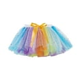thumbnail image 4 of Odeerbi 2025 Toddler Girls Cute Party Dance outfit Splice Rainbow Net Yarn Sequins Tulle Skirt Bow Hairpin Suit, 4 of 7