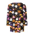 thumbnail image 5 of Womens Halloween Shirts Horror 3/4 Sleeve Pullover Spooky Halloween Ghost Pumpkin Printed T Shirts Funny Round Neck Tops Three Quarter Length Blouse,3XL, 5 of 7