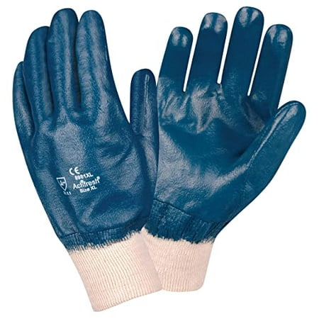 

12-Pack of Cordova 6981M Brawler II Premium Dipped Nitrile Work Gloves Fully Coated Interlock Lined Knit Wrist Sanitized Medium