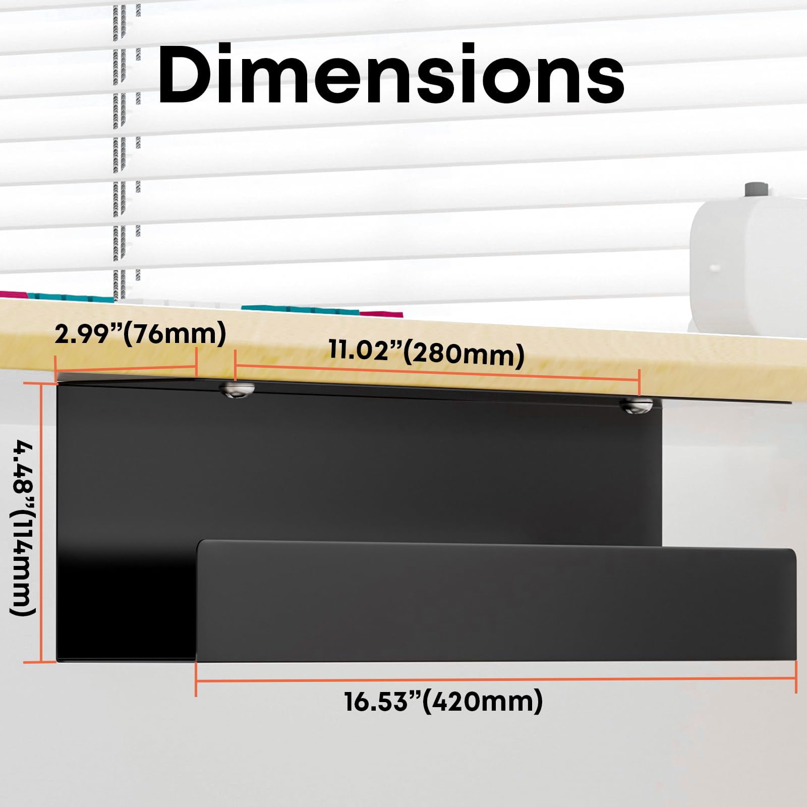 PUTORSEN Cable Management Under Desk,17 inch Cable Management Tray