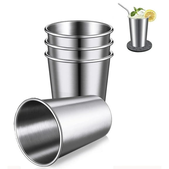 Stainless Steel Pint Cups,12 oz 350ml Shatterproof Cup Unbreakable Tumblers,Metal Cups,Stackable Durable Cup,Chilling Beer Glasses, for Travel, Outdoor, Camping, Everyday,Restaurant(4 Pack)