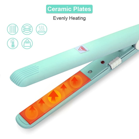 EECOO Hair Straightener Flat Iron, 4 Colors 2 in 1 Mini Bangs Hair Straightener Beauty Flat Iron Heating Curler Ceramic Tourmaline Plate Wave Straightener