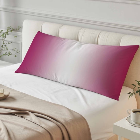 Rose Red Ombre Body Pillow Cover, Pillowcase Protectors with Zipper, Breathable Decorative Throw Pillow Case Cover, Pink White Gradient Modern Abstract Art Pillow Shams for Couch Sofa 20x54Inch