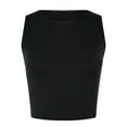 thumbnail image 5 of Yievot Streetwear Crop Tops Womens Solid Color Tank Top Sleeveless Racerback High Neck Casual Basic Fitted Shirt Woman Clothing On Clearance Black L, 5 of 6