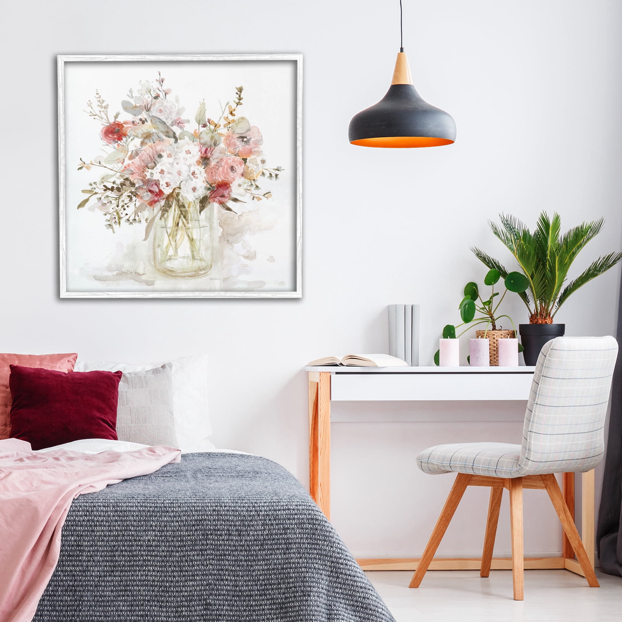Stupell Industries Soft Blush Botanical Bouquet White Framed Giclee Art, design by Carol Robinson