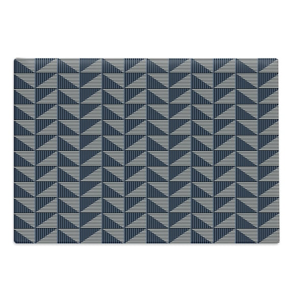 Striped Cutting Board, Symmetrical and Geometrical Pattern with Rhombus Triangle Shapes Stripes, Decorative Tempered Glass Cutting and Serving Board, Large Size, Dark Blue Black White, by Ambesonne