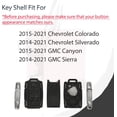 thumbnail image 4 of Key Fob Shell Case Replacement Fits for Chevy Silverado Colorado GMC Canyon Sierra 2014 2015 2016 2017 2018 2019 2020 2021 Keyless Entry Remote Control 4 Button Pad Outer Cover M3N-32337100, 4 of 5