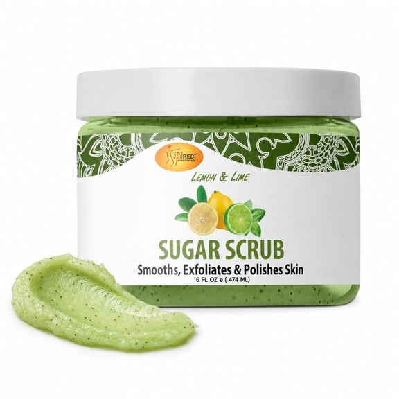 SPA REDI Sugar Scrub Lemon and Lime - Moisturizing and Exfoliating Body Scrub, Face, Hand, Foot Scrub body exfoliator for Nourishing, Glow, Polish, Smooth and Fresh Skin 16 Oz
