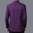 thumbnail image 4 of Hommes Manches Longues Casual Slim Fit Chemises Solide Bouton vers le Bas Robe Tour vers le Bas Col Chemises, 4 of 4