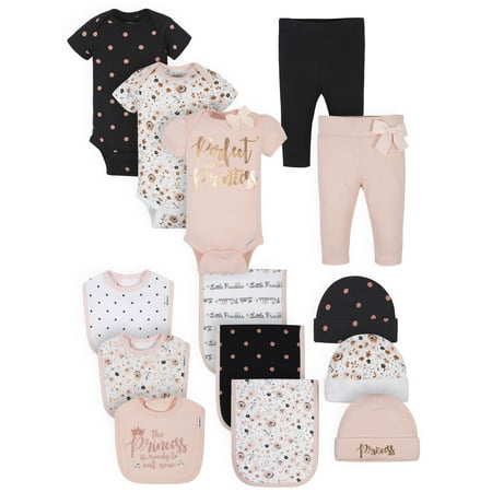 Gerber Baby Girl Organic Essentials Shower Gift Set, 14-Piece