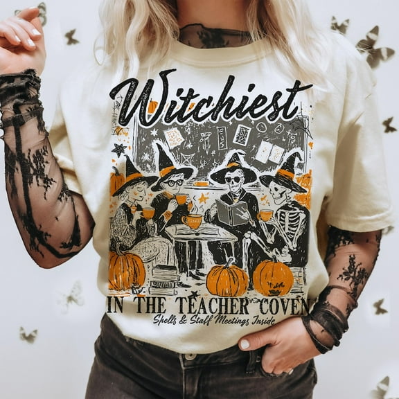Spooky Teacher Halloween T-Shirt – Witch Reading Tee for Educators, Classroom Coven Vibes, Funny October Outfit