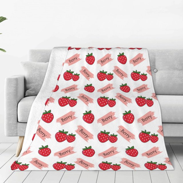 Balery Strawberry Manta de Felpa Suave y Acogedora – Cobija de Franela Aterciopelada para Cama, Lavable y Cálida para Sofá, Mascotas, Transpirable-40"x30"