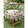 thumbnail image 3 of Easter Bunny Outdoor Tablecloth - 54 Inch Round Dining Table Cover, Colorful Easter Eggs Eucalyptus Leaves Weeping Waterproof Outdoor Table Cloth with Umbrella Hole & Zipper for Picnic/Patio/Party, 3 of 7
