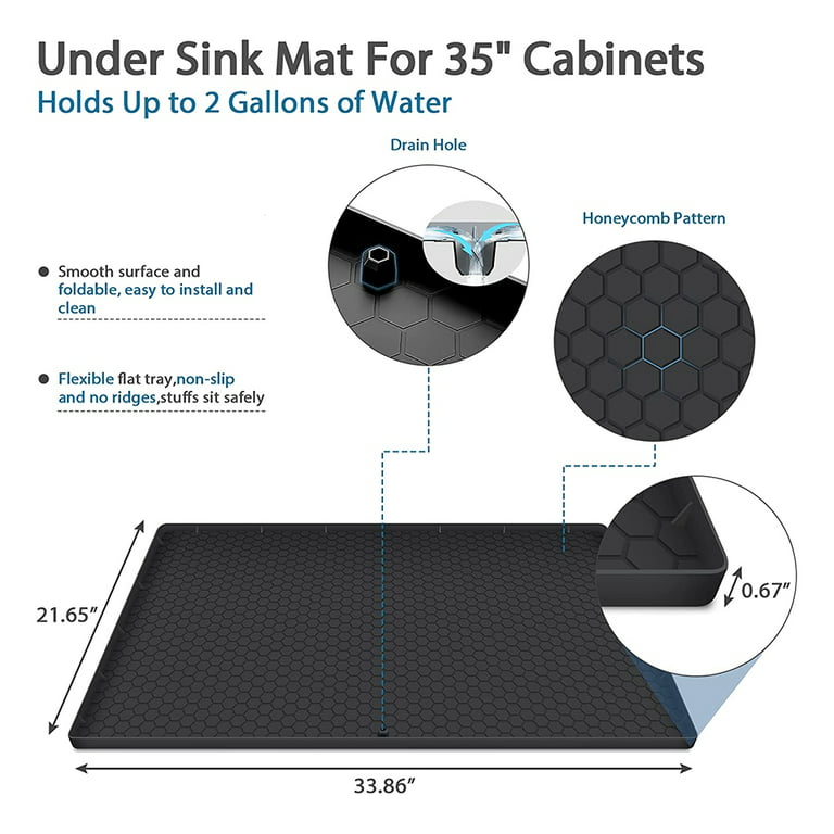 Under Sink Mat - Waterproof Kitchen Cabinet Tray - Flexible Silicone Under Sink  Liner with Drain Hole - Kitchen Bathroom Cabinet Mat and Protector - China  Under Sink Mat and Under Sink Mat Black price