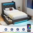 thumbnail image 3 of Greenstell Smart Charging Storage Bed Frame - 900lbs Capacity Noise-Free, Twin, Black, 3 of 7