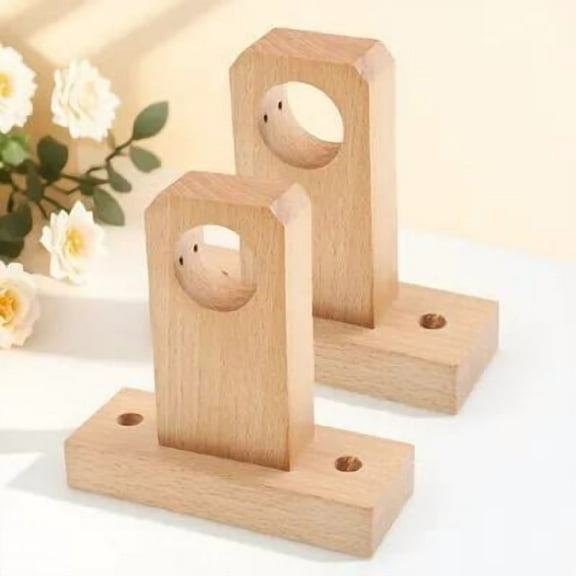 BESTOYARD 2pcs Heavy Duty Curtain Rod Brackets for Window Rods Wood Beige