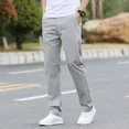 thumbnail image 3 of Pantalones casuales de oficina de negocios delgados para hombres, pantalones holgados de verano de poliéster con estilo, precio bajo, ajuste regular, talla grande, moda 2024, 3 of 5