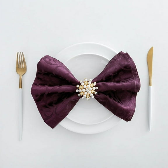 XmhyTop 2 Pack Damask Cloth Napkins 19.68 x 19.68 Inch, Jacquard Table Cloth Napkins Square Satin Napkins Fabric Dinner Napkins for Wedding Party Banquet, Purple Red