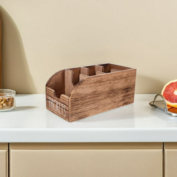 Raindrops Tea Bag Organizer Wood Tea Bag Storage Box Compartment Tea Chest Organizer Spice Packets Tea Bag Holder For Countertop Kitchen Cabinet Pantry