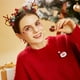 thumbnail image 4 of mfyjkho Broche navideño de poliéster, color blanco, rojo y marrón, accesorio para fiestas navideñas, 1 unidad., 4 of 6