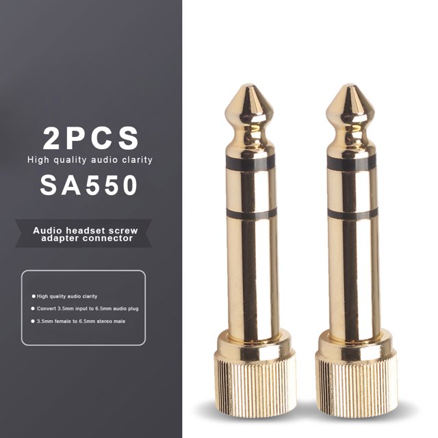 Adaptador Adaptador 2x Jack 6.35mm Macho a 3.5mm Hembra Conector Mic Audio Tornillo Adaptador