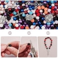 thumbnail image 4 of 1set 647pcs Rosary Jewelry Making Kit Prayer Making Supplies Necklace Set 8mm Glass Pearl Beads Cross Charms Rose Beads for Mubarak Ramadan Jewelry Making Bracelet Earring, 4 of 6