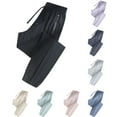 thumbnail image 4 of cocolona Women's Summer Plus Size Athletic Pants Drawstring Elastic Waist Ice Silk Quick Dry Sweatpants Solid Joggers Pants with Zip Pockets, 4 of 4