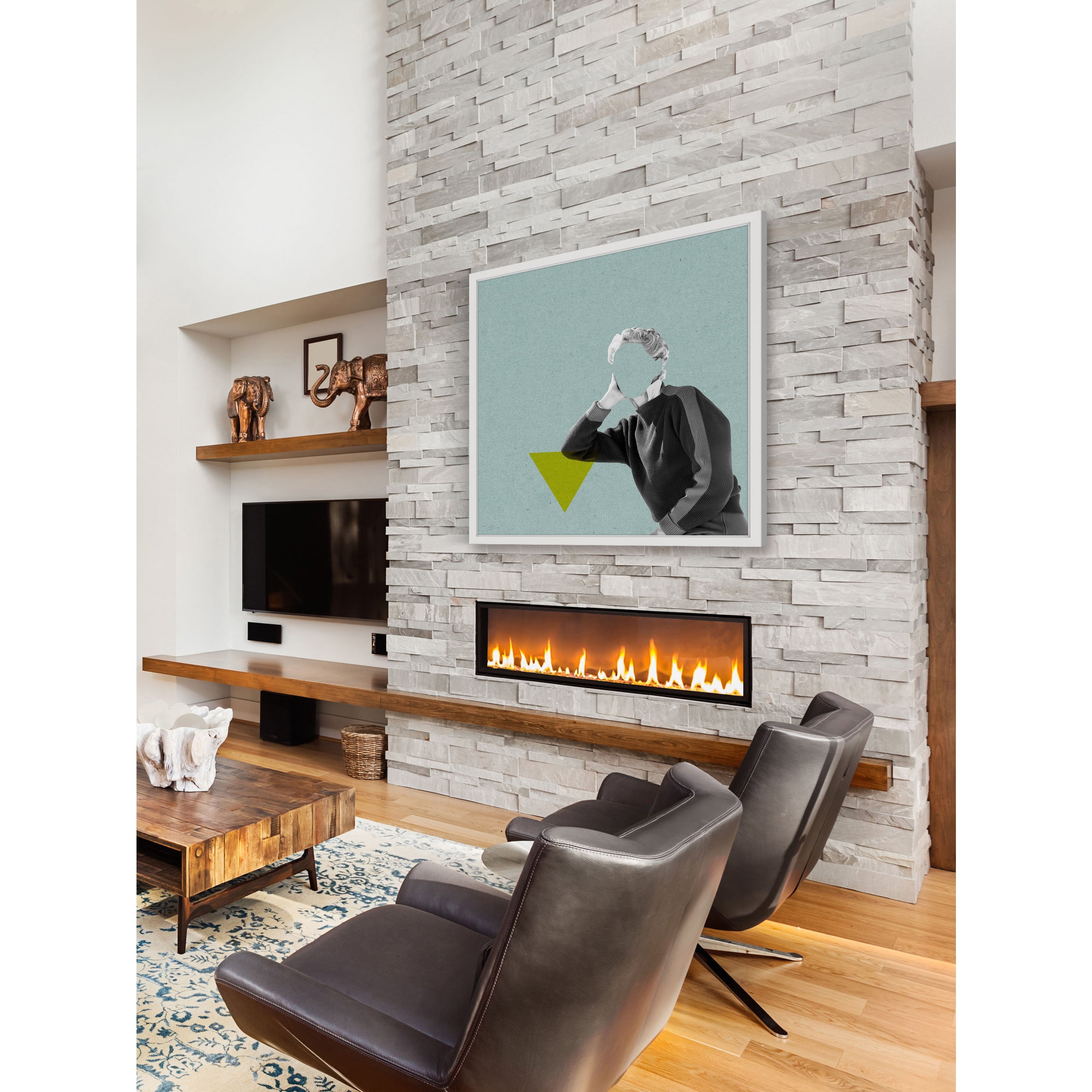 Marmont Hill "No Face Azul I" by Bengoa Vazquez Framed Painting Print
