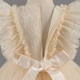 thumbnail image 5 of Pejock Girls Summer Dress with Ruffled Sleeves, Lace Embroidery Mesh, Princess Bow Skirt - Round Neck Toddler Outfit for Birthday, Travel, Ages 1-9 Years, 5 of 6