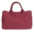 thumbnail image 3 of Pre-Owned Prada Tote Bag Canapa B2642O Studded Canvas Amaranth Wine Red Shoulder... (Good), 3 of 11